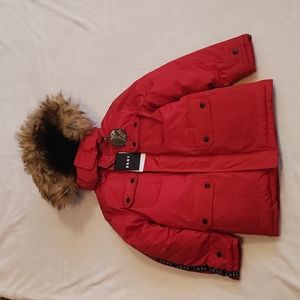 DKNY boys Faux Fur Red Jacket size 8